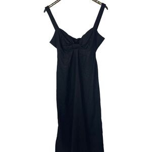 NWT ASOS  Black Twist Front Open Back‎ Linen Viscose Maxi Dress Summer Size 10